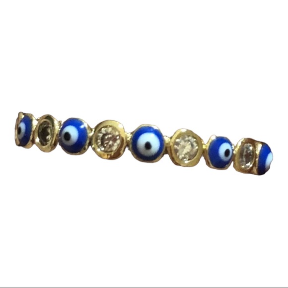 New blue evil eye enamel adjustable ring - Picture 2 of 5
